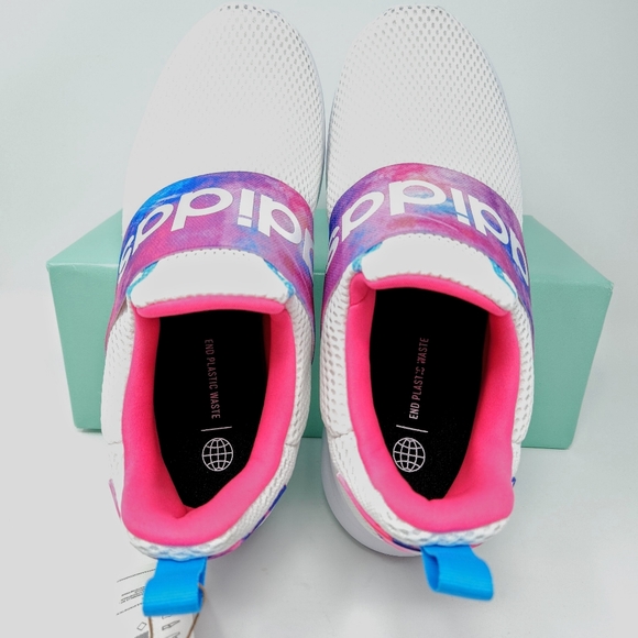 Adidas Slip On Tie Dye Gym Lite Racer Adapt 4.0, Girls size 6.5, New, White - Picture 4 of 9